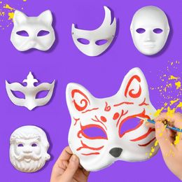 Party Masks Glowing Cat Face Mask Cover Strap Inspire Creativity Lightweight DIY Half Dancing Masque Kids Painting Toy 230630