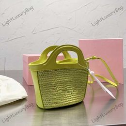 Designer Mini Light Green Straw Bags Summer Beach Bag Fashion Shoulder CrossBody Bag Grocery Basket Luxury Crochet Handbag Tote Outdoor Picnic Travel Bag 230701
