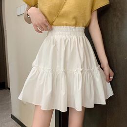 Dresses Fairycore A Line Pleated Skirt Women White Mini Skirt Korean Fashion Clothes Girl Clothing Y2k Kawaii Preppy Style Fairy Core