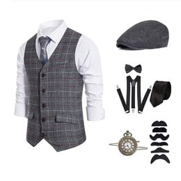 Men's Suits Blazers Gangster Costume And Accessories Set Steampunk WaistCoat y Blinders Vest Pocket Watch 1920s Men Gatsby Cosplay Outfit 230630