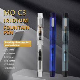 Pens Majohn C3 Transparent LargeCapacity Fountain Pen Eyedropper Filling Pen With A Converter EF / F Nib Ink Pen Gift Set 0.38 0.5MM