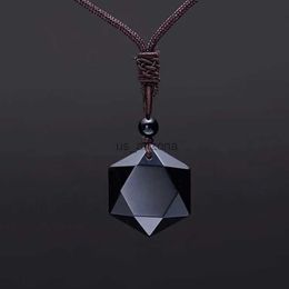 ZRM Fashion Black Obsidian Pendant Necklace Obsidian Star Pendant Lucky Love Crystal Jewelry With Free Rope Drop shipping L230620