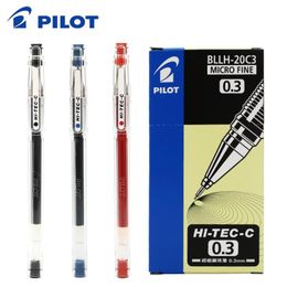 Pens 6pcs Pilot Gel Pen BLLH20C5/C4/C3 HITECC Very Fine Gel Steel Ball Pen Student Financial Office Exam Black Pen 0.4/5/3mm