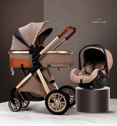 2023 New Baby Stroller 2/ 3 In 1 High Landscape Stroller Reclining Baby Carriage Foldable Stroller Baby Bassinet Puchair Newborn L230625