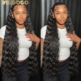 Lace Wigs Wiggogo 40 Inch Human Hair 13X4 Deep Wave Frontal Wig 13X6 Curly Hd Front Brazilian Water 5x5 Closure 230630