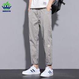 Men's Pants 2023 Spring Summer 97 Cotton Ankle Length Men Casual Slim Fit Thin Solid Colour Grey Brand Trousers Male 28 38 230630