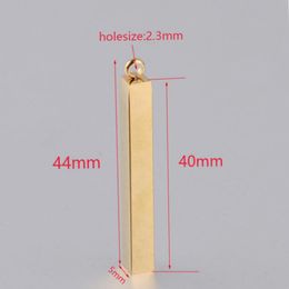 Necklaces 10pcs/lot 5*40mm Stainless Steel 3d Gold Steel Colour Stamping Bar Blank Long Square Bar Pendant Charms Diy Jewellery