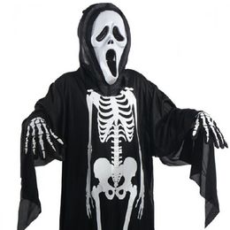 2017 Halloween Ghost Skeleton Costume Skull Gloves Devil Mask Scary Costumes for Children Adult Cosplay Holiday Party Clothing LX3225N