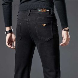 Men's Jeans designer 2022 Autumn/Winter Korean Edition Medium Waist and Small Foot Slim Fit Solid Black Cotton Spandex Versatile Pants 9FWU
