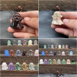 Stone 3Cm Natural Healing Crystals Ghost Statue Reiki Energy Chakra Gemstone Quartz Animal Home Decoration Drop Delivery Jewelry Dhxag