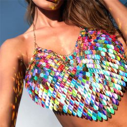 Bright Beyonce Jazz Dance Costumes Sexy Colourful Sequin Bikini For Women Dance Top Salsa DS Bar Dj Dancers Stage Costumes BL1292319y