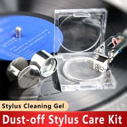 Feeding Stylus Care Kit Antistatic Turntable Phonograph Cartridge Stylus Needle Cleaner Cleaning Gel with Magnifier