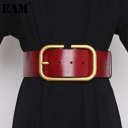 Belts EAM Pu Leather Big Buckle Split Joint Long Wide Belt Personality Women Fashion Allmatch Spring Autumn 1Z948 230630