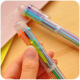 Pens 50PCS Korean Creative Multicolor Transparent 6colour Ballpoint Pen Wholesale of Oil Pen Stationery Novelty Pens for Writing