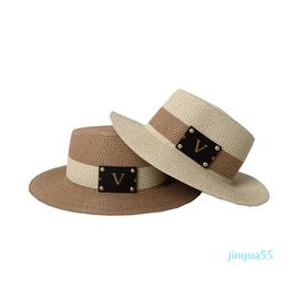 Designer Straw Hat For Women Fashion Cap Lady Wide Brim Hats 4 Colours Grass Braid Bucket Hat Sunhat Men Letter Beach Caps