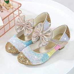 Sneakers Princess Girls Party Shoes Children Sandals Colourful Sequins High Heels Shoes Girls Sandals Kids Shoes Pointed Toe Girls ShoesHKD230701