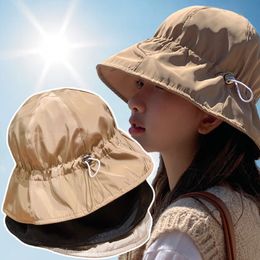 Summer Hat Bucket Sunscreen Quick-dry Adjustable Men Outdoor Fishing Hiking Beach Hats Mesh Breathable Anti UV Sun Wind Rope Cap
