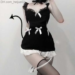 Sexy Set OJBK Sexy Black White Uniform Maid Cosplay Costume for Women Erotic Babydoll Chemises Sex Lingerie Gothic Style Outfit 210310 Z230701