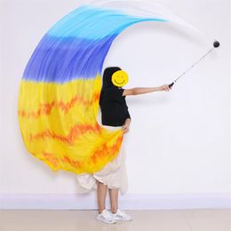 Belly Dance Silk Veil 250x114 Cm Poi Chain Thrown Ball Women Streamer Stage Performance Props Rainbow Colour Gradient Accessory Wea242C