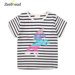 Clothing Sets Zeebread Summer Unicorn Beading Kids Tshirts Short Sleeve Selling Toddler Cotton Clothes Stripe Tees Tops Baby Wear 230630