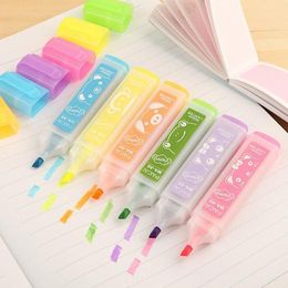 Pens 36 pcs/lot Cartoon 6 colors Highlighter Colorful watercolor marker pen Kawaii Stationery office school writing supplies