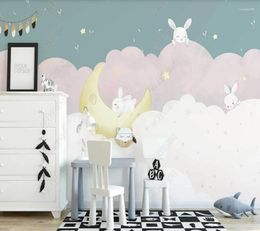 Wallpapers Custom Papel Parede Hand-painted Clouds Little White Starry Children's Room For Living Bedroom Decoration Wallpaper