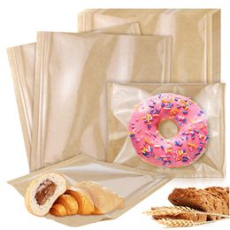 Heat-Sealable Bakery Bags with Window Greaseproof Paper Pastry Treat Bags for Bread Sandwich Baked Goods Gift Giving 1000PCS