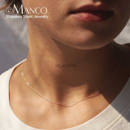 eManco Fine Chain Necklace Stainless Steel Gold Colour Pendants Short Long Statement Women Colar Gift Stainless Steel Jewellery L230620