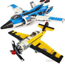 Aircraft Modle 3 In 1 Assembled DIY Airplane Helicopter Fighter Truck Car Model Building Blocks Toy Kids Gift ToysHKD230701