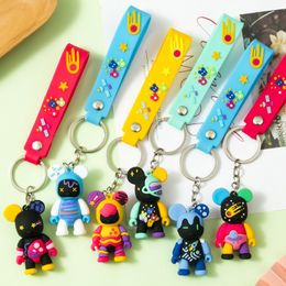 Trendy graffiti, panda keychain, trendy backpack, doll keychain, cartoon creative camouflage bear pendant