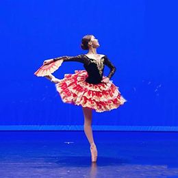 Women Adult Black Red Professional Ballet Tutu Costume Don Quixote Ballet Tutus Skirt Classical Ballerina Stage Costume Custom261i