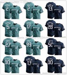 2023 All-Star Baseball Jerseys 99 Aaron Judge 17 Shohei Ohtani Mike Trout Yandy Diaz Marcus Semien Ken Griffey Corey Seager 13 Ronald Acuna Jr. Mookie Betts 28 Martinez