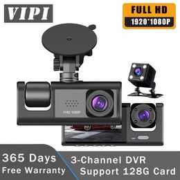 DVRs 3 Car DVR 3Channel Cam HD 1080P Dash Camera Dual Lens Dashcam Video Recorder Black Box 24H Parking MonitoringHKD230701