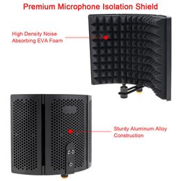 Curtains Microphone Isolation Shield Foldable High Density Absorbing Foam Wind Screen Shield for for Studio Recording Live Broadcast