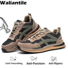 Boots Waliantile Casual Safety Work Shoes Boots for Men Female Antismashing Steel Toe Working Sneakers Rubble Antislip Safety Shoes