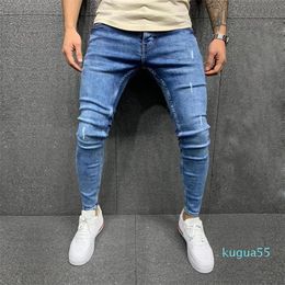 2023-Men's Jeans Mens Blue Skinny Fashion Denim Pants Ripped Distressed Slim Motorcycle Large Size