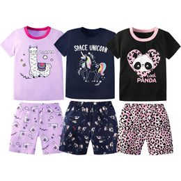Clothing Sets Summer Girls Leopard Panda Kids Clothes Space Unicorn Teenager Pyjamas Casual Children Sportwear Suits 230630