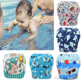 Cloth Diapers Ohbabyka Baby Reusable 1PC Swim Diapers Cartoon Swimwear Children adjustable summer swimming Nappy pants DiaperHKD230701