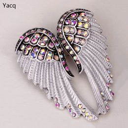 Pins Brooches YACQ Angel Wings Brooch Pin Pendant Women Biker Jewelry Gifts for Mom Her Wife Girlfriend W Crystal Wholesale Drop BD03 230630