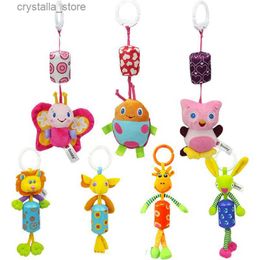 Newborn Baby Plush Stroller Rattle Hanging Toy Cartoon Animal Lion Deer Hanging Bell Mobiles Educational Toys 0-12 Months L230518