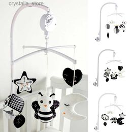 Baby Crib Bell Animal Music Box Black and White Bed Toy Rattles Baby Toys 0-12 Months Infant Clockwork Toy Mobile Newborn Toys L230518