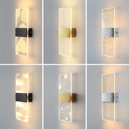 Lamp Laser Acrylic Modern Nordic Sconce Lamps LED Indoor Wall Lights Bedroom Living Room Bedside Light 27cm 6W 85-265VHKD230701