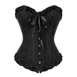 Gothic Embroidered Brocade Corset body lift shaper Bustier Bone Lace Up Steampunk Corset Sexy Corselet Strapless Overbust Slim 8112838