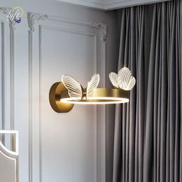 Nordic Butterfly LED Wall Lamp Indoor Lighting For Home Living Room Decoration Bedside Lamps Bed Night Light New Year ChristmasHKD230701