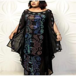 Ethnic Clothing African Dresses For Women Dashiki Diamond Clothes Bazin Broder Riche Sexy Slim Robe Evening Long Dress12763