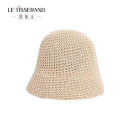 Handmade Ladies Crochet Natural Raffia Straw Bucket Hat For Spring Summer Beach Floppy fisherman Caps