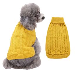 Dog Apparel Supplies Dog Clothing Solid Colour Twisted Turtleneck Pet Dogs Sweater Autumn and Winter