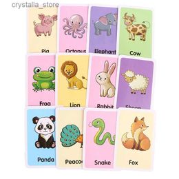 Kids Flash Cards Baby Cognitive Puzzle Cards Educational Toys Matching Game Cartoon Vehicle Animal Fruit Learning Flash Cards L230518