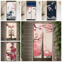 Jars Cherry Blossom Door Curtain Japanese Printed Partition Kitchen Doorway Decorative Drapes Entrance Noren Hanging Halfcurtain