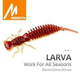 Baits Lures MEREDITH Larva Soft 50mm 62mm 85mm Artificial Fishing Worm Silicone Bass Pike Minnow Swimbait Jigging Plastic 230630